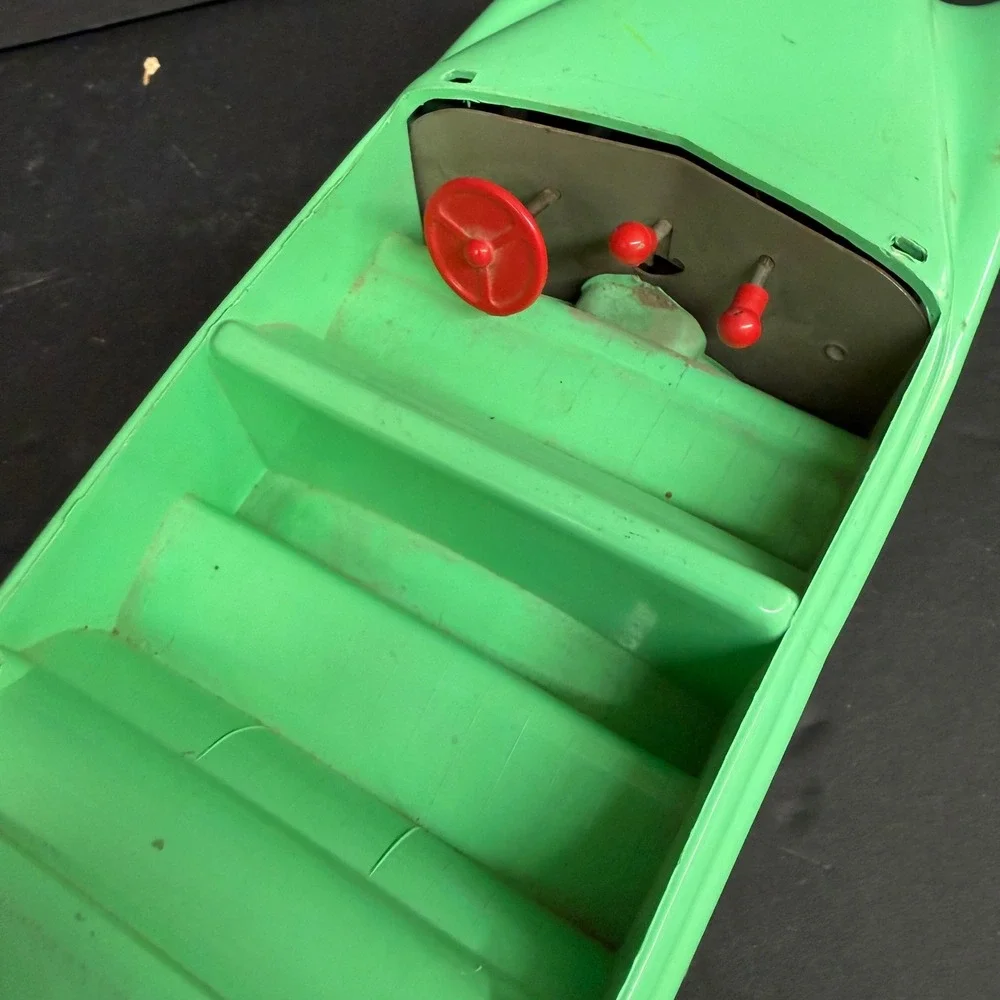 Vintage Toy Founders Kaiser Convertible Toy Car 1950s Green Plastic Metal Base